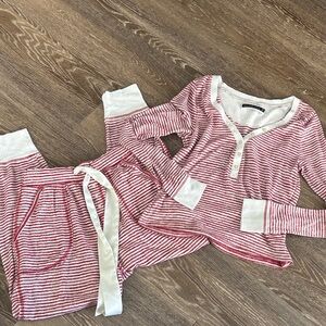 Abercrombie & Fitch Red and White Striped Pajama Set